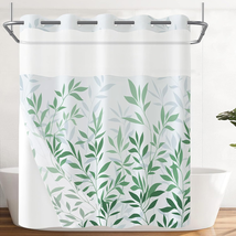 Hookless Shower Curtain for Bedroom Plant Leaves Shower Curtain Liner Waterproof - $37.39