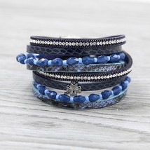 Strathspey  Multilayer Leather Bracelets for Women Bohemian Crystal Beads Bracel - £10.18 GBP
