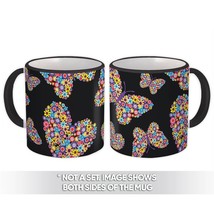 Floral Butterfly Heart : Gift Mug Pattern Filled Flowers Daisies Rainbow Coworke - £12.70 GBP