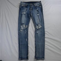 mnml 29 Mid Rise Button Fly Skinny Medium Destroyed Stretch Denim Jeans - $45.49