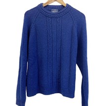 VINTAGE Woolrich Womens XL Cable Knit Crew Neck Sweater Blue Long Sleeve  - $49.49