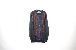 NOS Vintage 90s Coogi Style Mens XL Ed Bassmaster Rainbow Striped Knit Sweater - £79.09 GBP