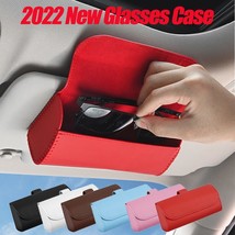 2022 Car  gles Case Clip Hanger Magnetic Fastener gles Holder PU Leather Flannel - £34.11 GBP