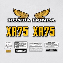 Sticker Emblems Honda XR75 XR 75 Side Cover Fuel Gas Tank Complete Yellow - £27.89 GBP
