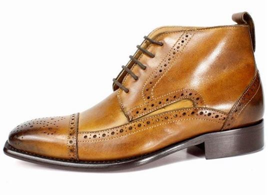 NEW Handmade Men tan ankle boot, Men brown lace up ankle boot, Men's leather boo