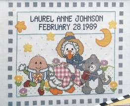 Bucilla Mother Goose 63483 Counted Cross Stitch Sampler  Birth Announcement - $16.82