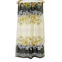 White House Black Market Ivory Black Yellow Floral Sheer Oblong Scarf Wrap 72x22 - £18.06 GBP