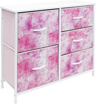 Sorbus Dresser With 5 Drawers - Bedside Furniture &amp; Night Stand, Tie-Dye Pink - £74.71 GBP