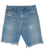 Men&#39;s Size 32 Blues Bristol Raw Hem Blue Distressed Denim Shorts Vintage - $13.02 CAD