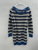 Moda International Womens Sweater Dress Size Medium Striped Long Sleeve Belted - £10.80 GBP