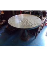 STUNNING INTERIOR/EXTERIOR ARCHITECTURAL ROUND MARBLE TOP WROUGHT IRON T... - £214.94 GBP