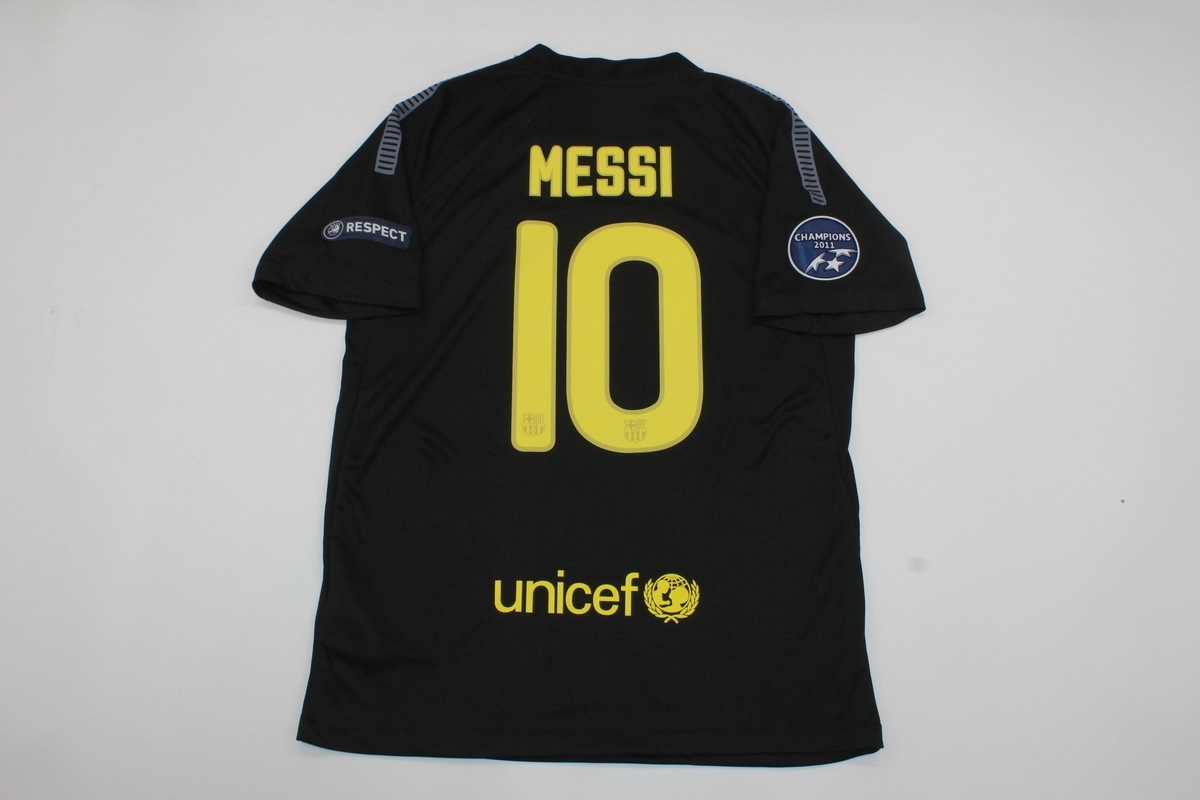Fc barcelona jersey 2011 2013 shirt messi away short sleeve black UCL st... - $85.00