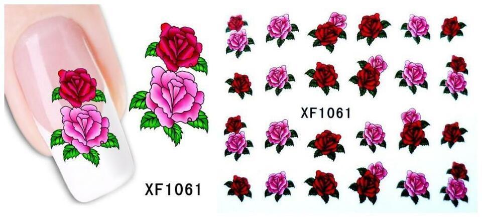 Nail Art Water Transfer Sticker Decal Stickers Pretty Flowers Red Pink X... - $2.99