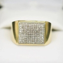 Men&#39;s Wedding Cluster Ring 14k Yellow Gold Plated 1.90CT Round Cut Moissanite - £86.32 GBP