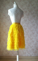 Yellow Knee Length Tiered Tulle Skirt Women Plus Size A-line Tulle Skirt image 6