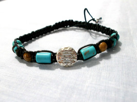 Aztec Bead On Wood And Howlite Beaded Adjustable String Bracelet Anklet 6 - 10&quot; - £3.94 GBP