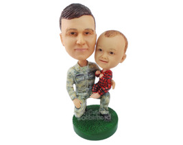 Custom Bobblehead Military Father And Son Having A Great Time Outdoors - Parents - £117.50 GBP