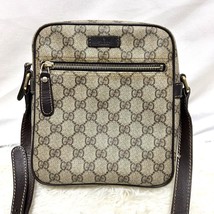 GUCCI Square Shoulder Bag PVC Leather Beige Brown Unisex Crossbody MBb0329 - $235.87