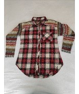 Aratta Silent Journey Cozy Red Plaid Buttondown Tunic Blouse Shirt Size S - £34.26 GBP