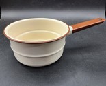 Vintage 1960&#39;s Enamelware 1 Quart Sauce Pan Pot - SITS FLAT - Good Condi... - £14.33 GBP