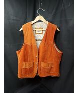1970s Western Leather Vest Mens 44 SIMCO Suede Sherpa Lined Snap VERY CLEAN - $39.99