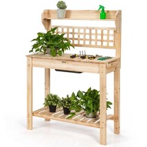 Solid Wood Garden Potting Bench Table with Bottom Shelf and Removeable Sink - £211.77 GBP