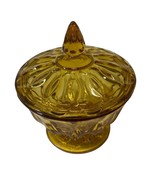 Vintage Anchor Hocking Candy Dish Round Honey Amber Glass With Lid MCM 7&quot; - $220.21 MXN