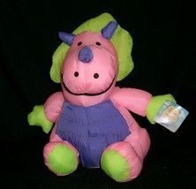 11&quot; Vintage Kuddle Me Toys Pink Nylon Dino Dinosaur Stuffed Animal Plush Toy Tag - £29.13 GBP