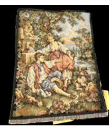 Antique Tapestry European Italy ? Romantic Courting Couple 12&quot;x9&quot; Victor... - €95,04 EUR