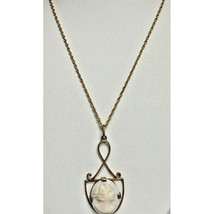 ART DECO YELLOW GOLD SHELL CAMEO LAVALIER NECKLACE SKY - $5,661.51 MXN