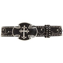 NWT TONY LAMA silver brown leather belt 30 unisex western cross heavy co... - $57.19