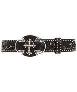 NWT TONY LAMA silver brown leather belt 30 unisex western cross heavy co... - $78.38 CAD