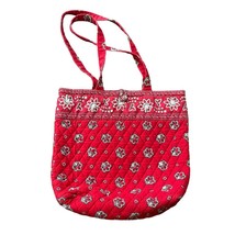Vera Bradley Tote in Red Bandana Vintage 12.5x13.5” Shoulder Bag Purse - £23.25 GBP