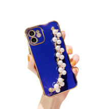 Anymob iPhone Case Blue Pearl Bracelet Electroplating Silicone Cover - £21.15 GBP