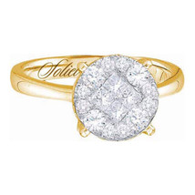 14k Yellow Gold Princess Diamond Cluster Bridal Wedding Engagement Ring 2.00 - £3,071.88 GBP