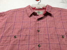 John Henry Editions Men&#39;s Long Sleeve Buttoned Shirt XL Red Gingham Hong... - £12.54 GBP