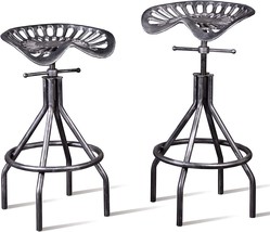 Lisuden Industrial Tractor Seat Barstools Farmhouse Cast Iron Adjustable, 30&quot; - £194.28 GBP