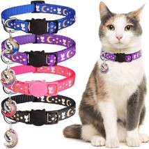 4 PCS Cat Collars with Bell Breakaway Gold Moons and Stars 10.7&quot;L x 0.4&quot;W - $270.68 MXN
