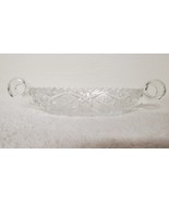 2 Handle 9&quot; Oval Cut Glass Candy Relish Dish Starburst Diamond Pattern S... - £1.94 GBP