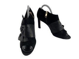Louise et Cie Heels Women 9.5M Idola Shoes Black Suede Bow Peep Toe Zip ... - $27.54