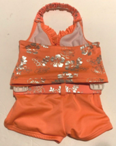 Lemon Kiss Girls 2 Piece Swimwear Swimsuit Size 12 M Coral Gold Floral - £9.39 GBP