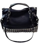 Punk Rivet Hobo Handbag for Women Large Crossbody Purse Leather Top Handle Bag - $31.60