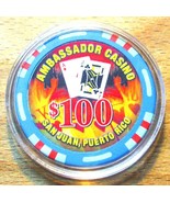 (1) $100. AMBASSADOR Casino Chip-San Juan, Puerto Rico-Bud Jones -Second... - £13.33 GBP