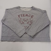 Pact Organic Cotton Crop Sweatshirt Gray FIERCE FEMALE Graphic Pullover Womens L image 15
