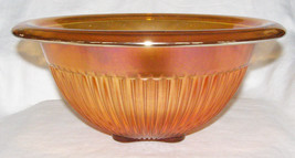 VINT. CARNIVAL GLASS LRG DECORATIVE ROUND SERVING BOWL/FRUIT BOWL-MARIGO... - $4.95