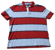 Tommy Hilfiger Custom Fit Polo Shirt Striped Red &amp; Pale Blue Men&#39;s Size XL - £14.02 GBP