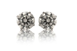 Solitaire Created Diamond Basket Screw Back Stud Earrings 14K White Gold 4ct - £159.60 GBP