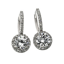 2.49CT Womens Stylish Halo Drop White Sapphire Earrings 14K Wg Plated Silver - £86.24 GBP