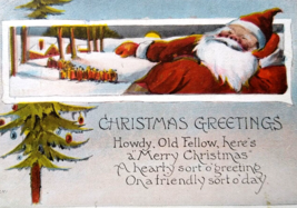 Santa Claus Christmas Postcard Saint Nick Listens To Singing Carolers Series 290 - £14.49 GBP