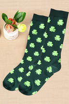 Dark Green St Patricks Clover Print Tube Socks - £5.04 GBP